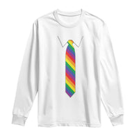 Funny Rainbow Striped Necktie Long Sleeve Shirt LGBT Pride Support Graphic