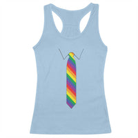 Funny Rainbow Striped Necktie Racerback Tank Top LGBT Pride Support Graphic