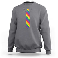 Funny Rainbow Striped Necktie Sweatshirt LGBT Pride Support Graphic