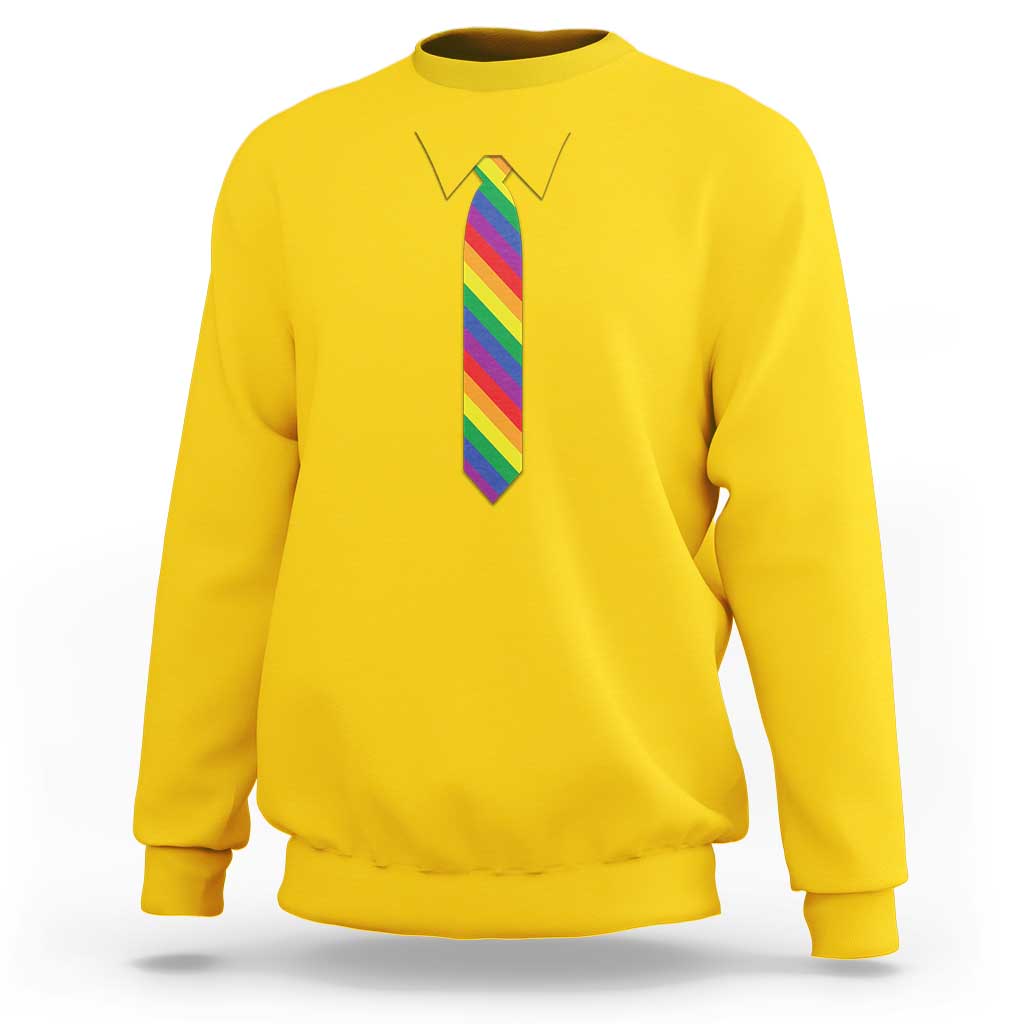 Funny Rainbow Striped Necktie Sweatshirt LGBT Pride Support Graphic