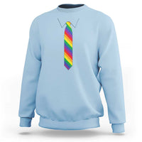 Funny Rainbow Striped Necktie Sweatshirt LGBT Pride Support Graphic