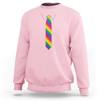 Funny Rainbow Striped Necktie Sweatshirt LGBT Pride Support Graphic