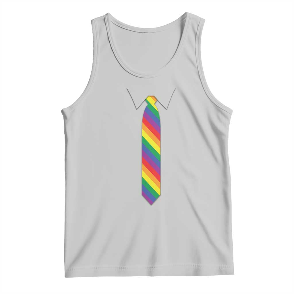 Funny Rainbow Striped Necktie Tank Top LGBT Pride Support Graphic