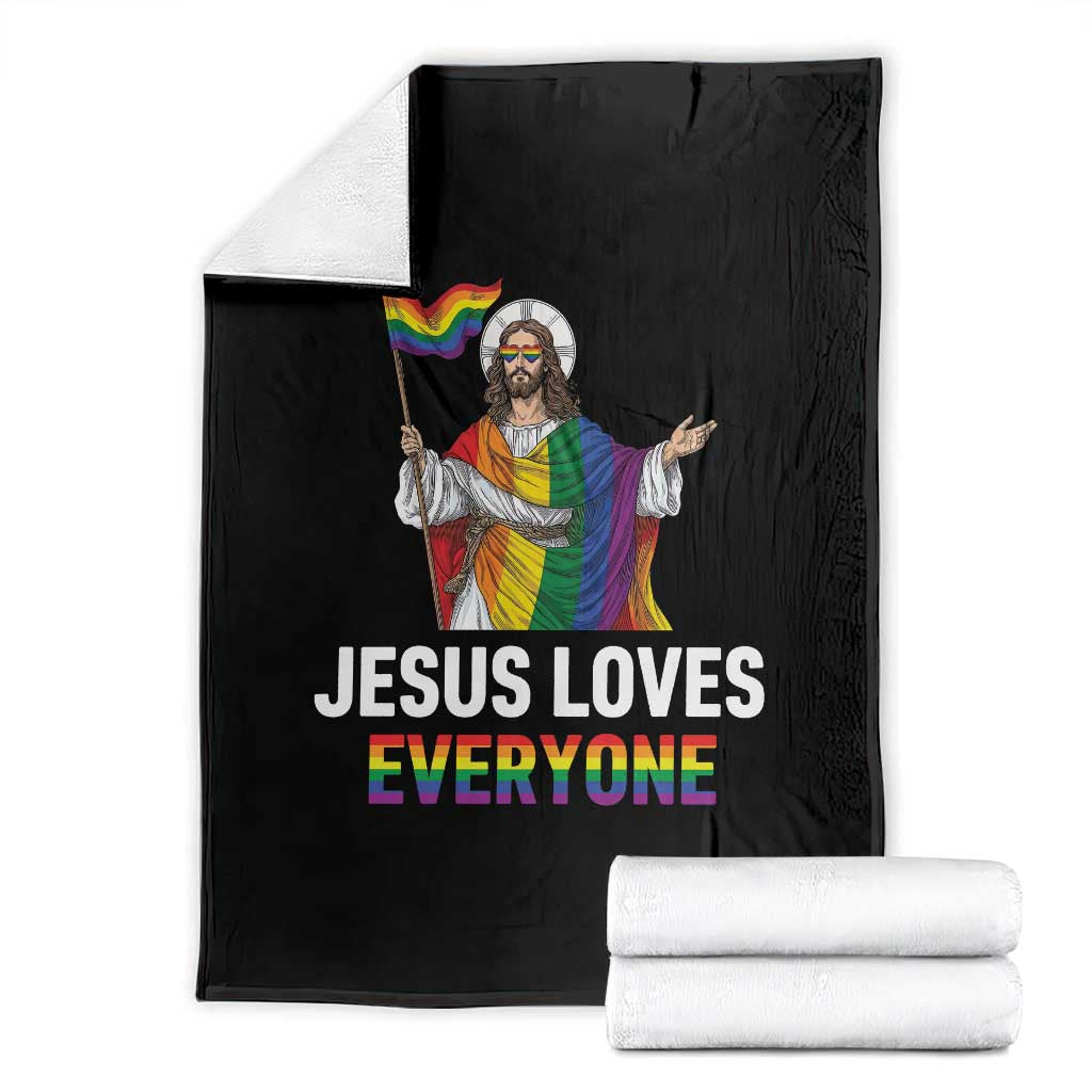 Funny Rainbow Jesus Loves Everyone Throw Blanket Religious LGBTQ Support