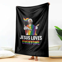 Funny Rainbow Jesus Loves Everyone Throw Blanket Religious LGBTQ Support