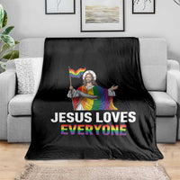 Funny Rainbow Jesus Loves Everyone Throw Blanket Religious LGBTQ Support