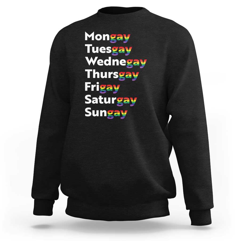 Rainbow Days Of The Week Mongay Tuesgay Sweatshirt Funny LGBT Pride Month