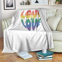 Love Is Love LGBTQ Pride Throw Blanket Rainbow Flag Community