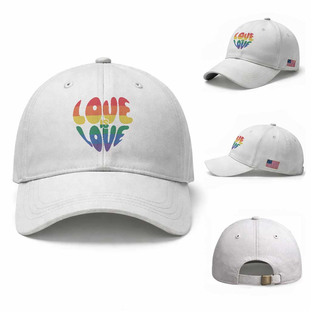 Love Is Love LGBTQ Pride Baseball Cap Rainbow Flag Community