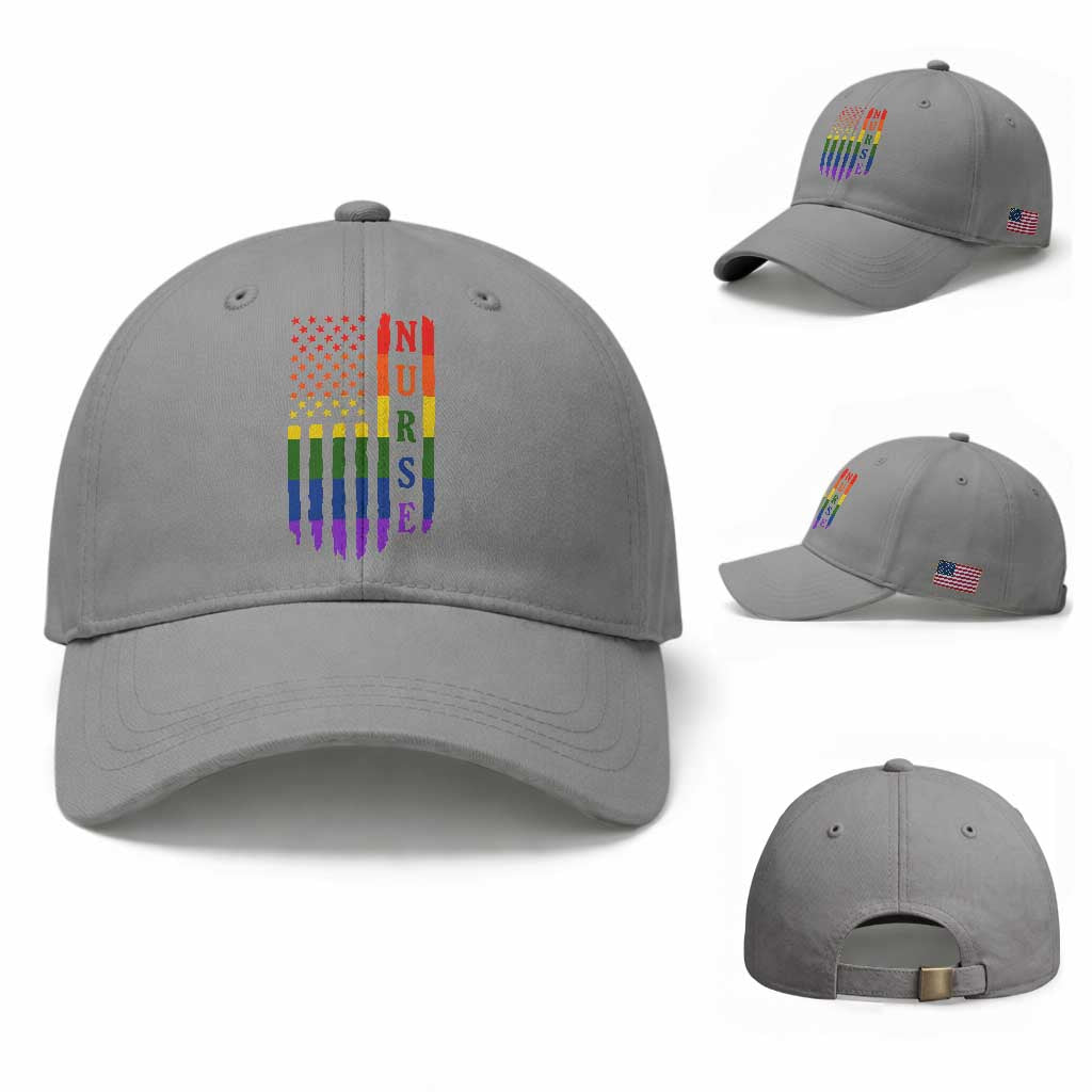 Rainbow RN Ally Pride Month Baseball Cap LGBTQ Healthcare Worker