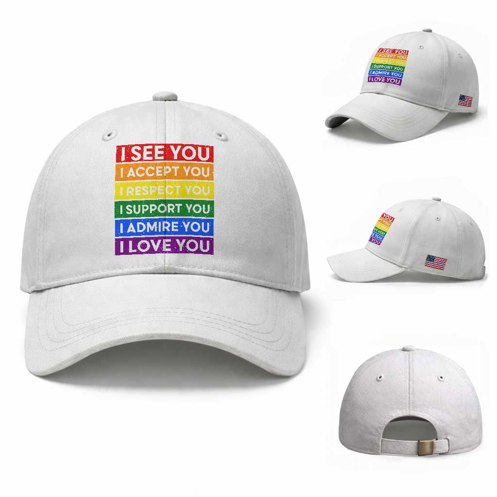 I See Accept Respect Support Admire Love You Baseball Cap LGBT Ally Pride Graphic