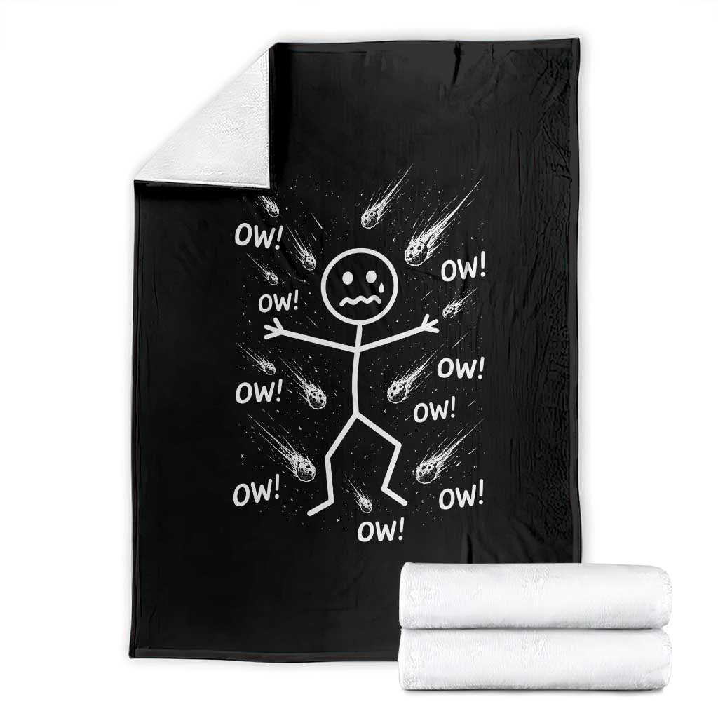 Funny Stick Figure Meteor Shower Throw Blanket Cosmic Joke
