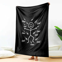 Funny Stick Figure Meteor Shower Throw Blanket Cosmic Joke