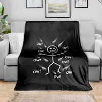 Funny Stick Figure Meteor Shower Throw Blanket Cosmic Joke