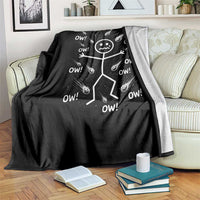 Funny Stick Figure Meteor Shower Throw Blanket Cosmic Joke