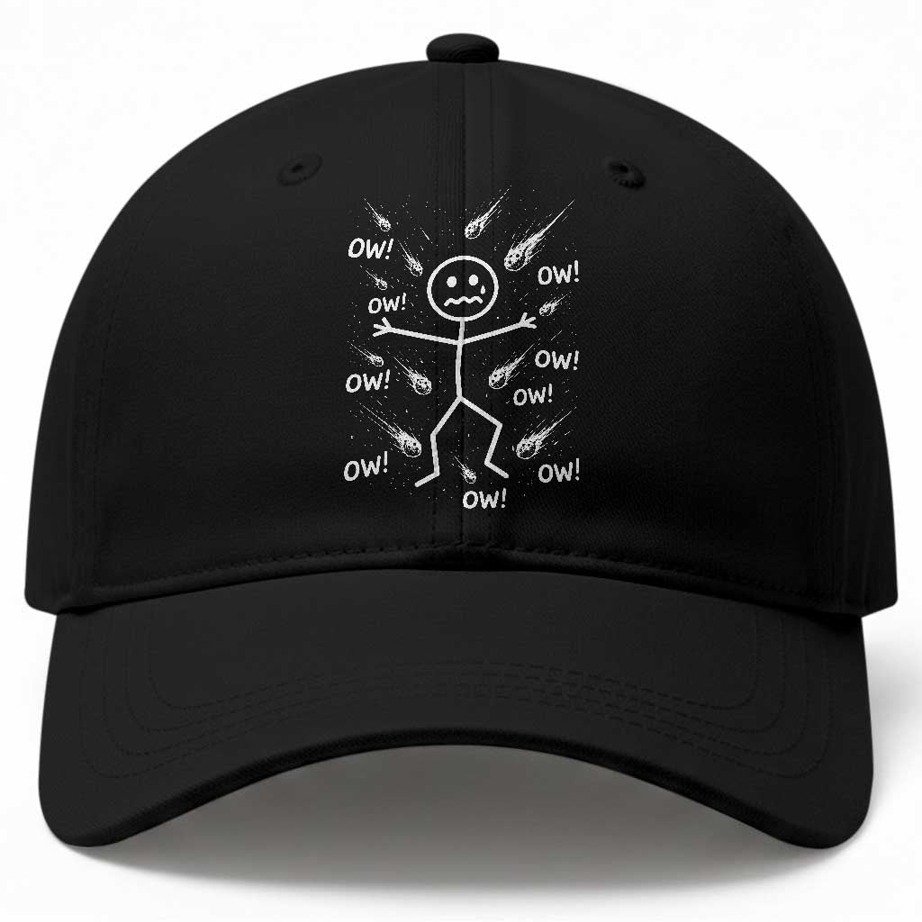 Funny Stick Figure Meteor Shower Baseball Cap Cosmic Joke