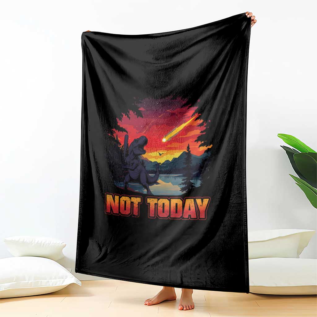 Funny Dinosaur Baseball Meteorite Throw Blanket Not Today
