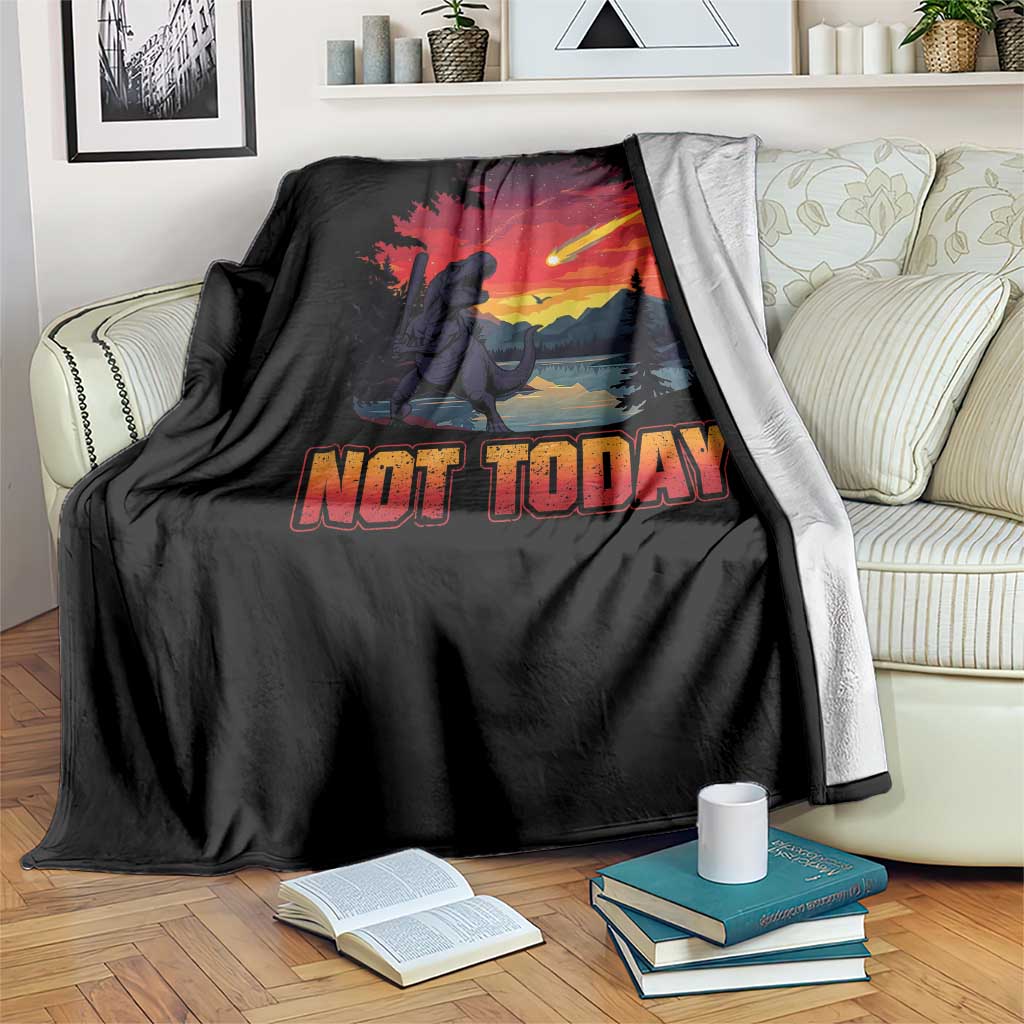 Funny Dinosaur Baseball Meteorite Throw Blanket Not Today