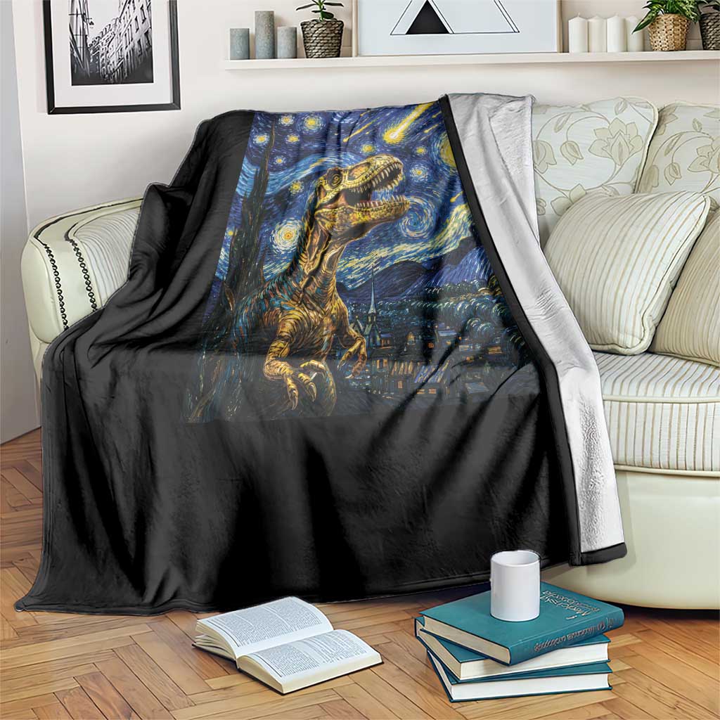 Dinosaur Starry Night Meteor Shower Throw Blanket Astronomy Lover Gift