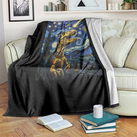 Dinosaur Starry Night Meteor Shower Throw Blanket Astronomy Lover Gift