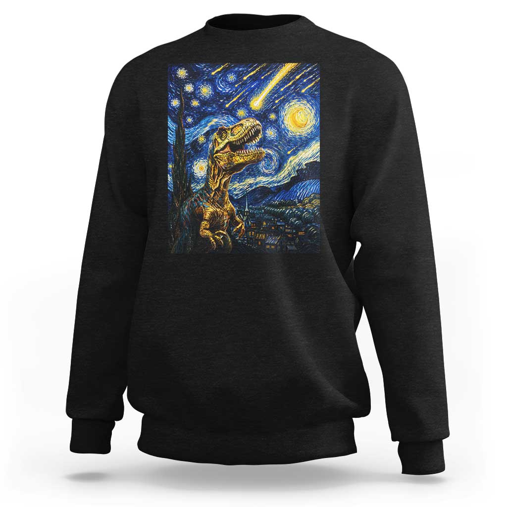 Dinosaur Starry Night Meteor Shower Sweatshirt Astronomy Lover Gift