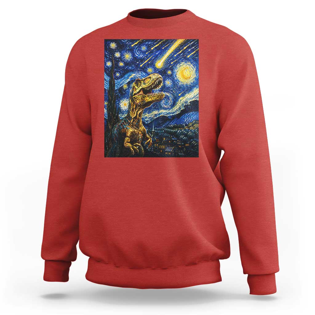 Dinosaur Starry Night Meteor Shower Sweatshirt Astronomy Lover Gift