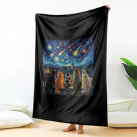 Starry Night Cats Watching Meteors Throw Blanket Astronomy Lover Gift