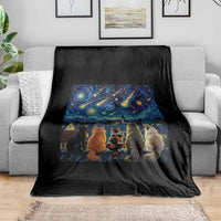 Starry Night Cats Watching Meteors Throw Blanket Astronomy Lover Gift