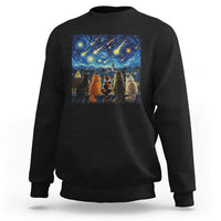 Starry Night Cats Watching Meteors Sweatshirt Astronomy Lover Gift