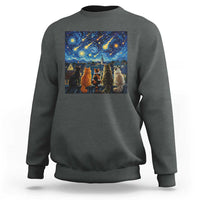 Starry Night Cats Watching Meteors Sweatshirt Astronomy Lover Gift