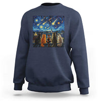 Starry Night Cats Watching Meteors Sweatshirt Astronomy Lover Gift