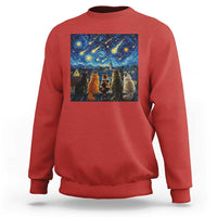 Starry Night Cats Watching Meteors Sweatshirt Astronomy Lover Gift