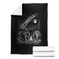 Bigfoot Camping Under Meteor Showers Throw Blanket Stargazer Gift
