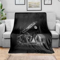 Bigfoot Camping Under Meteor Showers Throw Blanket Stargazer Gift