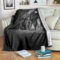 Bigfoot Camping Under Meteor Showers Throw Blanket Stargazer Gift