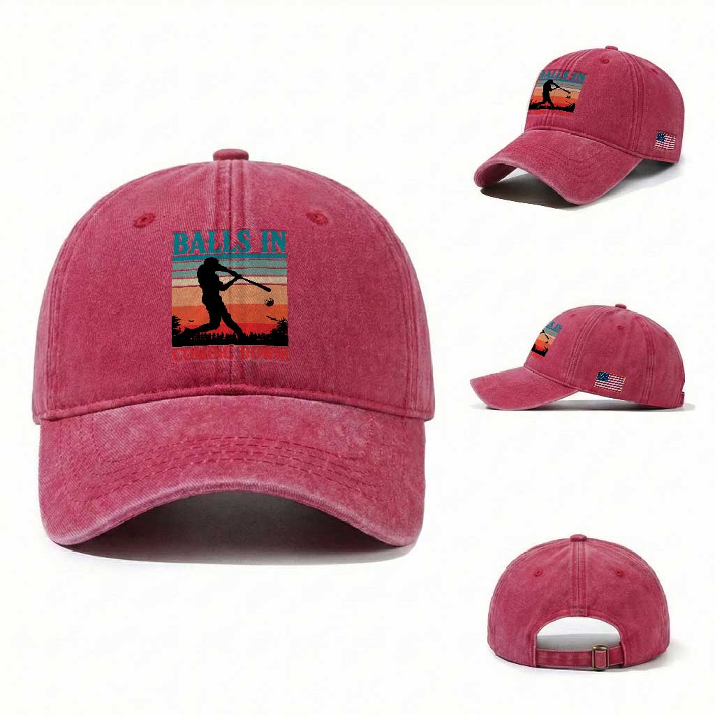 Funny BaseBall Lover Washed Cotton Baseball Cap Balls In Coming Down