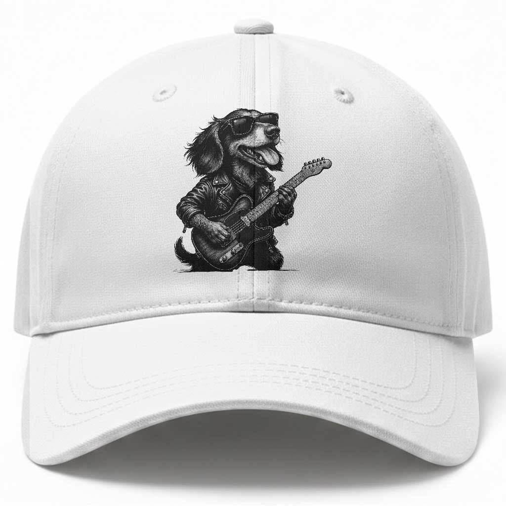 Rock And Roll Dachshund Baseball Cap Dog Playing Guitar Music Lover