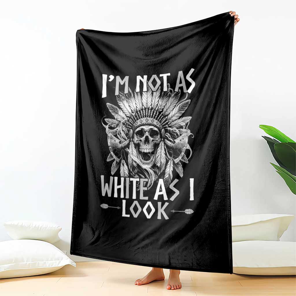 Vintage Native Warrior Skull Throw Blanket Im Not As White As I Look