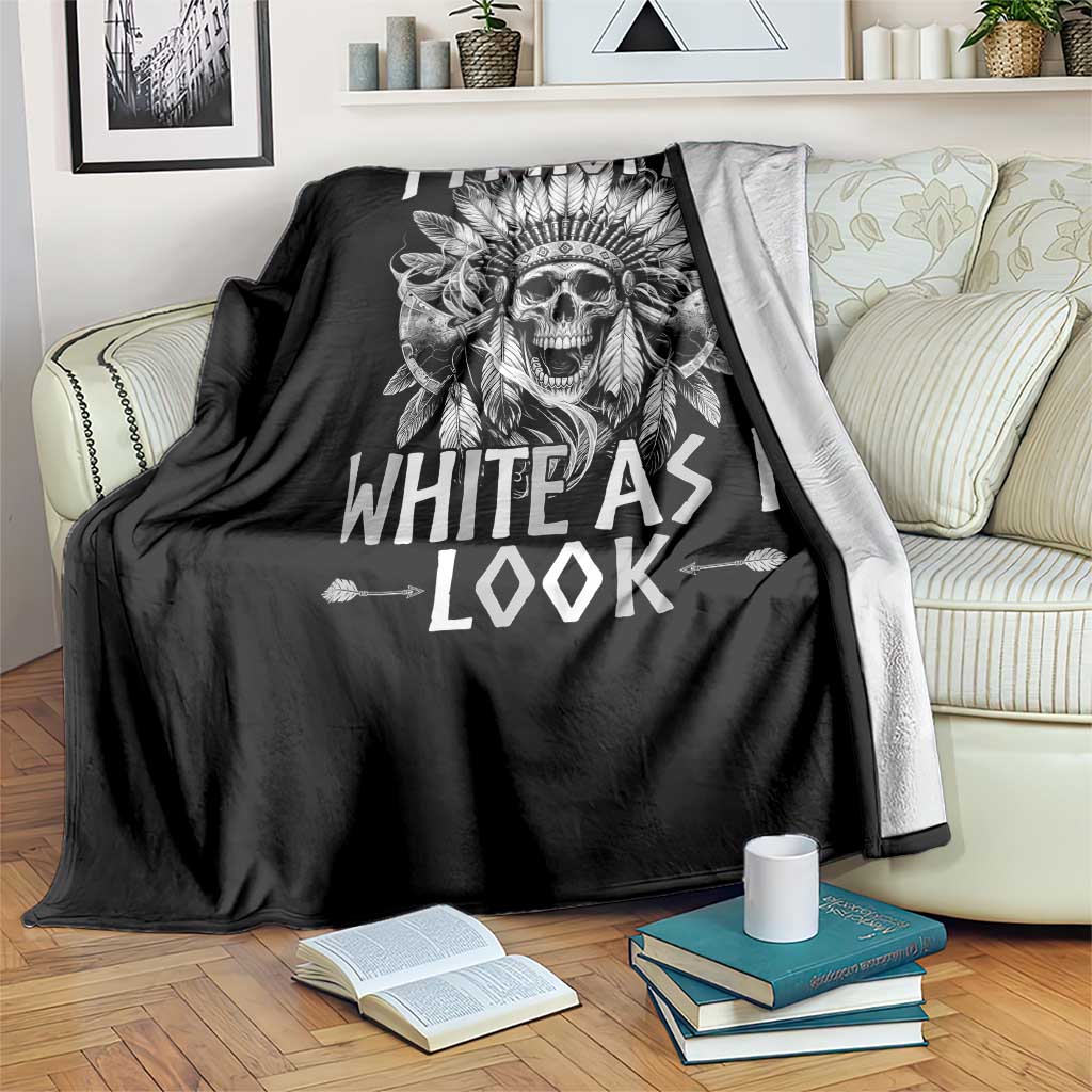 Vintage Native Warrior Skull Throw Blanket Im Not As White As I Look