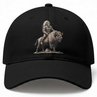 Funny Bigfoot Buffalo Rider Baseball Cap Native Inspired Heritage Graphic