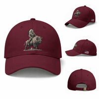 Funny Bigfoot Buffalo Rider Baseball Cap Native Inspired Heritage Graphic