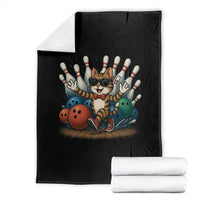 Funny Bowler Gift Throw Blanket Bowling Cat With Sunglasses - Wonder Print Shop