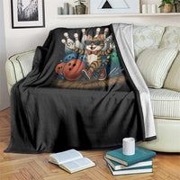 Funny Bowler Gift Throw Blanket Bowling Cat With Sunglasses - Wonder Print Shop