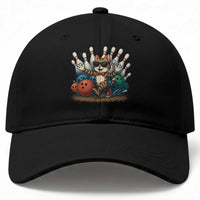 Funny Bowler Gift Baseball Cap Bowling Cat With Sunglasses