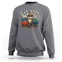 Funny Bowler Gift Sweatshirt Bowling Cat With Sunglasses - Wonder Print Shop