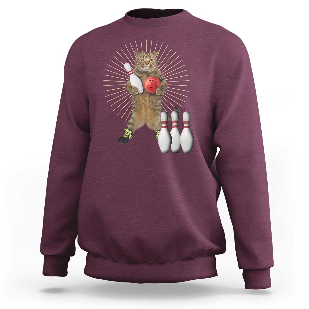 Funny Cat Bowling Meme Sweatshirt Gift For Bowlers - Wonder Print Shop