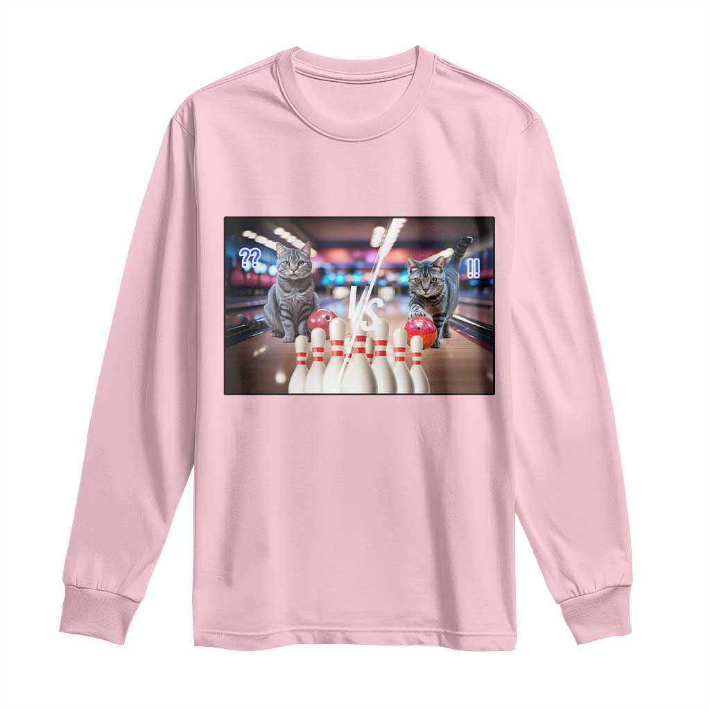 Funny Cats Bowling Battle Long Sleeve Shirt Gift For Cat Lovers - Wonder Print Shop