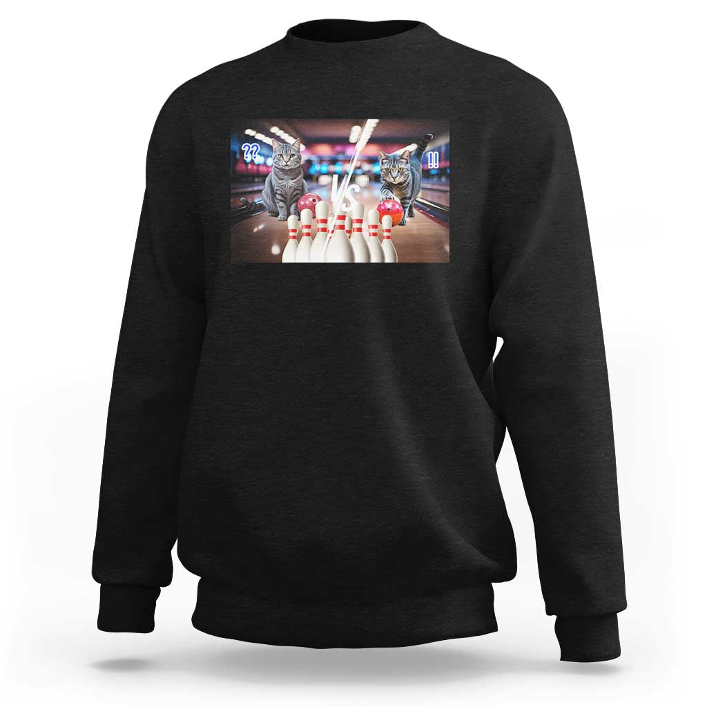 Funny Cats Bowling Battle Sweatshirt Gift For Cat Lovers - Wonder Print Shop
