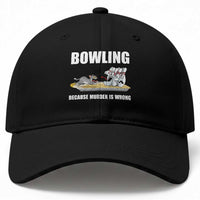 Funny Cat Baseball Cap Bowling Because Murder Is Wrong Gift