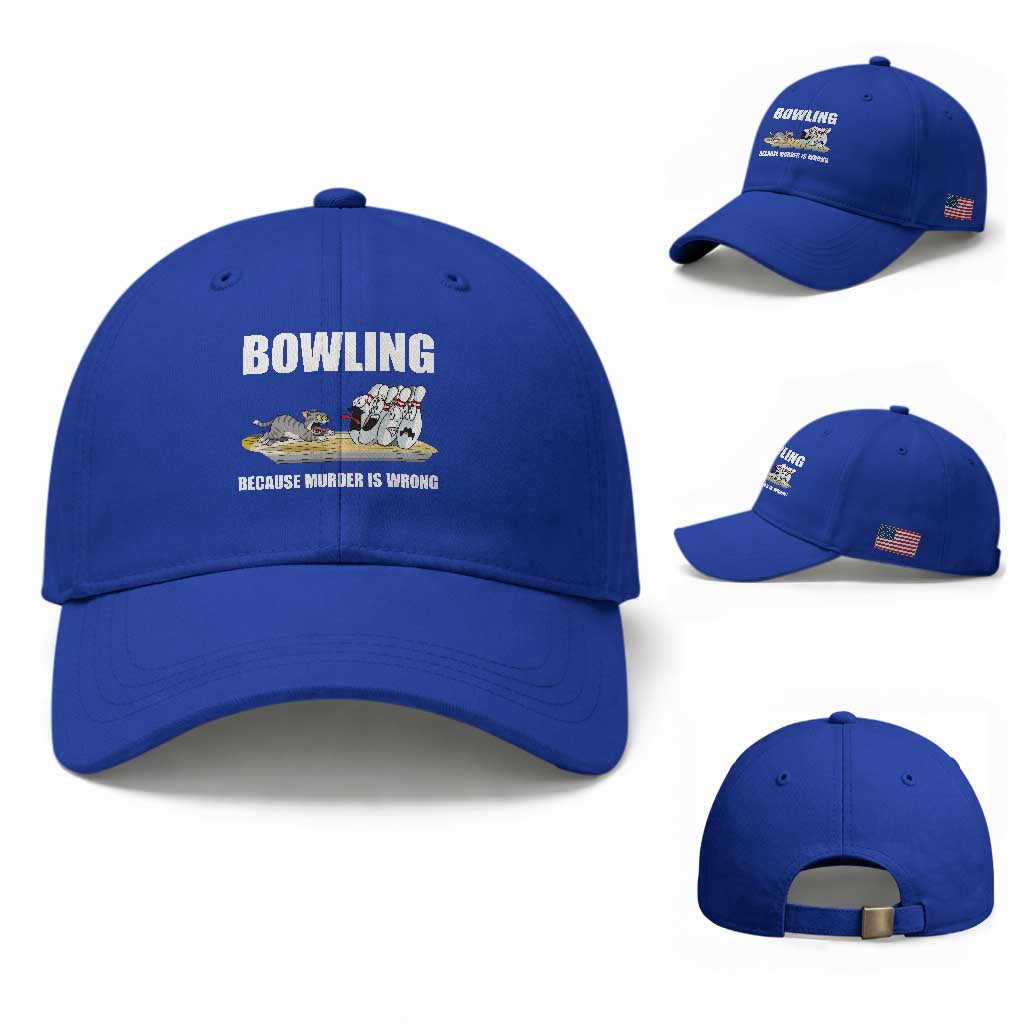 Funny Cat Baseball Cap Bowling Because Murder Is Wrong Gift